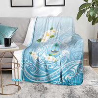 Guam Fishhook Mix Guasali Flowers Blanket Dreaming Turquoise LT7 - Polynesian Pride
