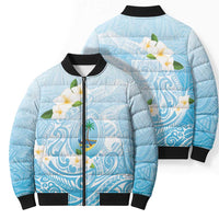 Guam Fishhook Mix Guasali Flowers Bomber Puffer Jacket Dreaming Turquoise LT7 - Polynesian Pride