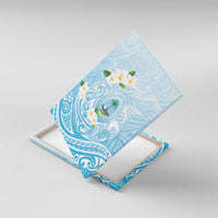 Guam Fishhook Mix Guasali Flowers Canvas Wall Art Dreaming Turquoise LT7 With Frame Turquoise - Polynesian Pride