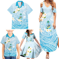 Guam Fishhook Mix Guasali Flowers Family Matching Summer Maxi Dress and Hawaiian Shirt Dreaming Turquoise