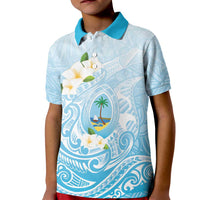 Guam Fishhook Mix Guasali Flowers Kid Polo Shirt Dreaming Turquoise LT7 Kid Turquoise - Polynesian Pride
