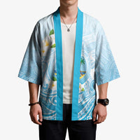 Guam Fishhook Mix Guasali Flowers Kimono Dreaming Turquoise LT7 - Polynesian Pride