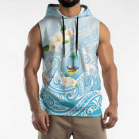 Guam Fishhook Mix Guasali Flowers Sleeveless Hoodie Dreaming Turquoise LT7 - Polynesian Pride