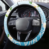 Guam Fishhook Mix Guasali Flowers Steering Wheel Cover Dreaming Turquoise LT7 - Polynesian Pride
