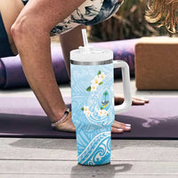 Guam Fishhook Mix Guasali Flowers Tumbler With Handle Dreaming Turquoise LT7 - Polynesian Pride
