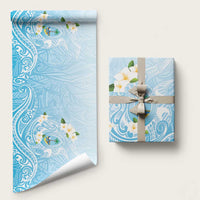 Guam Fishhook Mix Guasali Flowers Wrapping Paper Dreaming Turquoise LT7 58" × 23" Turquoise - Polynesian Pride
