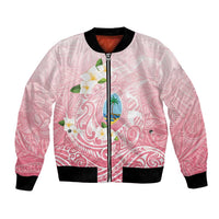 Guam Fishhook Mix Guasali Flowers Bomber Jacket Dreaming Coral LT7 Unisex Pink - Polynesian Pride