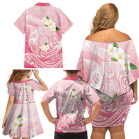 Guam Fishhook Mix Guasali Flowers Family Matching Off Shoulder Short Dress and Hawaiian Shirt Dreaming Coral