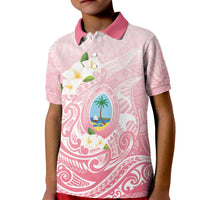 Guam Fishhook Mix Guasali Flowers Kid Polo Shirt Dreaming Coral LT7 Kid Pink - Polynesian Pride