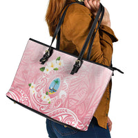 Guam Fishhook Mix Guasali Flowers Leather Tote Bag Dreaming Coral LT7 - Polynesian Pride