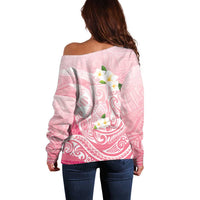 Guam Fishhook Mix Guasali Flowers Off Shoulder Sweater Dreaming Coral LT7 - Polynesian Pride
