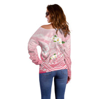 Guam Fishhook Mix Guasali Flowers Off Shoulder Sweater Dreaming Coral LT7 - Polynesian Pride