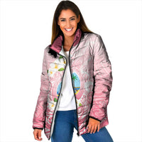 Guam Fishhook Mix Guasali Flowers Padded Jacket Dreaming Coral LT7 Women Pink - Polynesian Pride