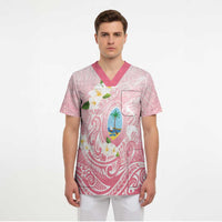 Guam Fishhook Mix Guasali Flowers Scrub Top Dreaming Coral LT7 - Polynesian Pride