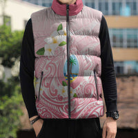 Guam Fishhook Mix Guasali Flowers Sleeveless Puffer Jacket Dreaming Coral LT7 - Polynesian Pride