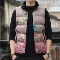 Guam Fishhook Mix Guasali Flowers Sleeveless Puffer Jacket Dreaming Coral LT7 - Polynesian Pride