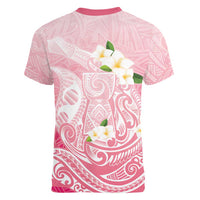 Guam Fishhook Mix Guasali Flowers Women V-Neck T-Shirt Dreaming Coral LT7 - Polynesian Pride