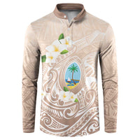 Guam Fishhook Mix Guasali Flowers Button Sweatshirt Dreaming Hazel LT7 Beige - Polynesian Pride