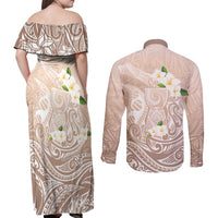 Guam Fishhook Mix Guasali Flowers Couples Matching Off Shoulder Maxi Dress and Long Sleeve Button Shirt Dreaming Hazel LT7 - Polynesian Pride