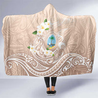 Guam Fishhook Mix Guasali Flowers Hooded Blanket Dreaming Hazel LT7 One Size Beige - Polynesian Pride