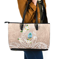 Guam Fishhook Mix Guasali Flowers Leather Tote Bag Dreaming Hazel LT7 - Polynesian Pride