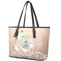 Guam Fishhook Mix Guasali Flowers Leather Tote Bag Dreaming Hazel LT7 - Polynesian Pride
