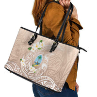 Guam Fishhook Mix Guasali Flowers Leather Tote Bag Dreaming Hazel LT7 - Polynesian Pride