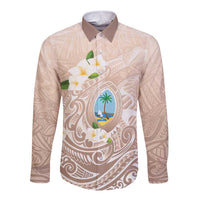 Guam Fishhook Mix Guasali Flowers Long Sleeve Button Shirt Dreaming Hazel LT7 Unisex Beige - Polynesian Pride