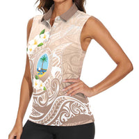 Guam Fishhook Mix Guasali Flowers Women Sleeveless Polo Shirt Dreaming Hazel LT7 - Polynesian Pride