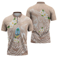 Guam Fishhook Mix Guasali Flowers Zipper Polo Shirt Dreaming Hazel LT7 - Polynesian Pride