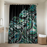 Maori Matariki - Manaia Bathroom Set Emerald Paua Shell LT7 Shower Curtain Only Green - Polynesian Pride
