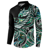 Maori Matariki - Manaia Button Sweatshirt Emerald Paua Shell LT7 - Polynesian Pride