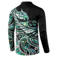 Maori Matariki - Manaia Button Sweatshirt Emerald Paua Shell LT7 - Polynesian Pride