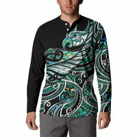 Maori Matariki - Manaia Button Sweatshirt Emerald Paua Shell LT7 - Polynesian Pride