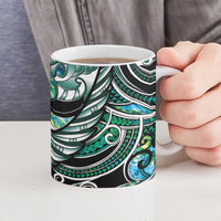 Maori Matariki - Manaia Ceramic Mug Emerald Paua Shell LT7 - Polynesian Pride