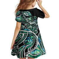 Maori Matariki - Manaia Family Matching Off The Shoulder Long Sleeve Dress and Hawaiian Shirt Emerald Paua Shell