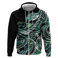 Maori Matariki - Manaia Hoodie Emerald Paua Shell LT7 Zip Hoodie Green - Polynesian Pride