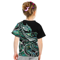 Maori Matariki - Manaia Kid T Shirt Emerald Paua Shell LT7 - Polynesian Pride