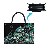 Maori Matariki - Manaia Leather Bag Emerald Paua Shell LT7 - Polynesian Pride