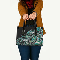 Maori Matariki - Manaia Leather Bag Emerald Paua Shell LT7 - Polynesian Pride