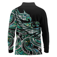Maori Matariki - Manaia Long Sleeve Polo Shirt Emerald Paua Shell LT7 - Polynesian Pride
