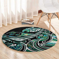 Maori Matariki - Manaia Round Carpet Emerald Paua Shell LT7 - Polynesian Pride