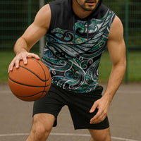 Maori Matariki - Manaia Sleeveless Hoodie Emerald Paua Shell LT7 - Polynesian Pride