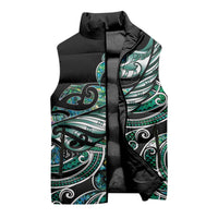 Maori Matariki - Manaia Sleeveless Puffer Jacket Emerald Paua Shell LT7 - Polynesian Pride