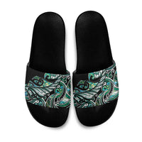 Maori Matariki - Manaia Slide Sandals Emerald Paua Shell LT7 Green - Polynesian Pride