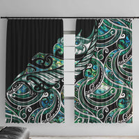 Maori Matariki - Manaia Window Curtain Emerald Paua Shell LT7 With Hooks Green - Polynesian Pride