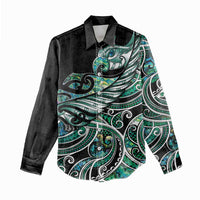 Maori Matariki - Manaia Women Casual Shirt Emerald Paua Shell LT7 - Polynesian Pride