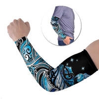 Maori Matariki - Manaia Arm Sleeves Galaxy Blue Paua Shell LT7 Set of 2 Blue - Polynesian Pride