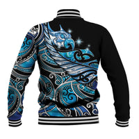 Maori Matariki - Manaia Baseball Jacket Galaxy Blue Paua Shell LT7 - Polynesian Pride