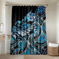 Maori Matariki - Manaia Bathroom Set Galaxy Blue Paua Shell LT7 Shower Curtain Only Blue - Polynesian Pride